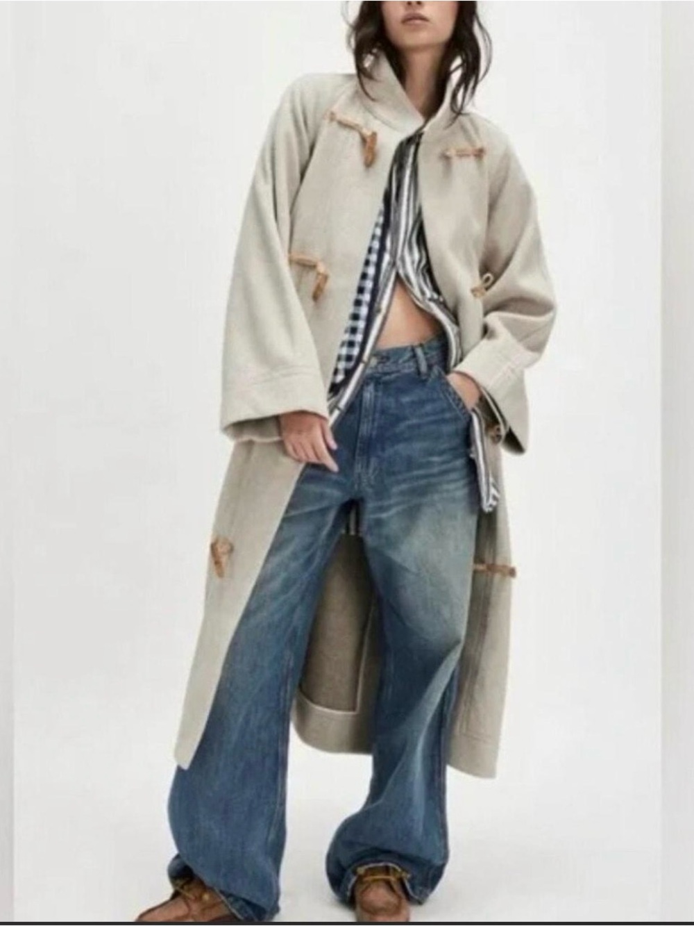 Free people Alma wool toggle trench coat